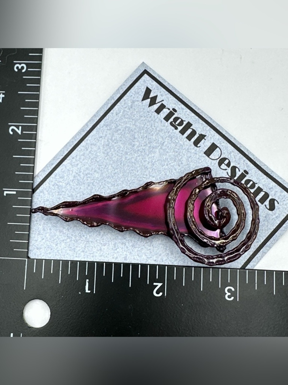 🌼 Hand Crafted Abstract Metal Art Artesian Pin Brooch - Picture 3 of 4